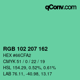 Color code: RGB 102 207 162 | qconv.com
