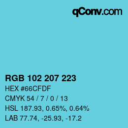 Color code: RGB 102 207 223 | qconv.com