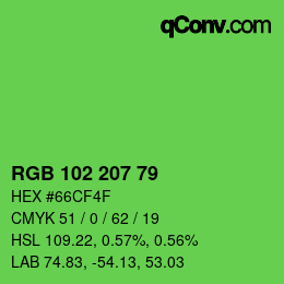 Color code: RGB 102 207 79 | qconv.com