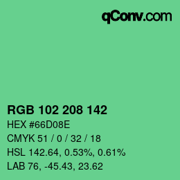 Color code: RGB 102 208 142 | qconv.com