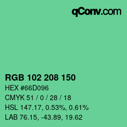 Color code: RGB 102 208 150 | qconv.com