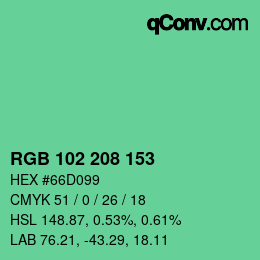Color code: RGB 102 208 153 | qconv.com