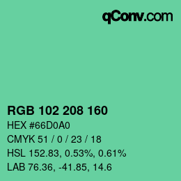 Color code: RGB 102 208 160 | qconv.com
