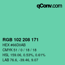 Color code: RGB 102 208 171 | qconv.com