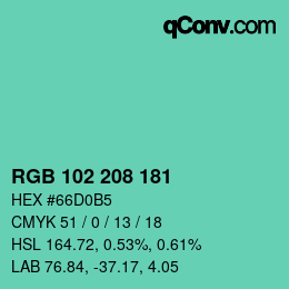 Color code: RGB 102 208 181 | qconv.com