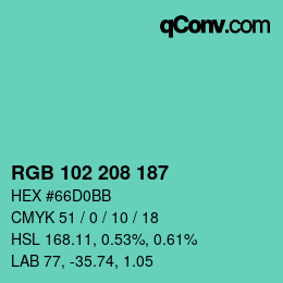Color code: RGB 102 208 187 | qconv.com