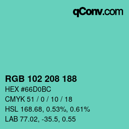Color code: RGB 102 208 188 | qconv.com