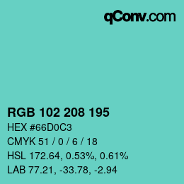 Color code: RGB 102 208 195 | qconv.com
