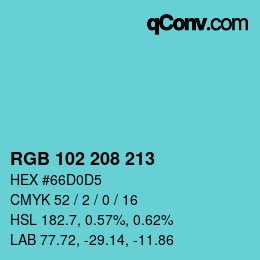 Color code: RGB 102 208 213 | qconv.com