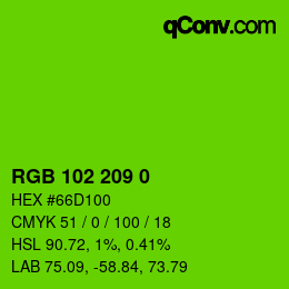 カラーコード: RGB 102 209 0 | qconv.com