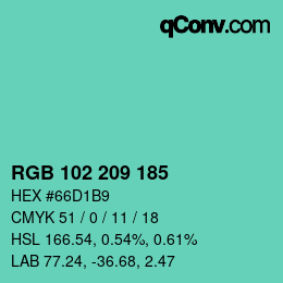 Color code: RGB 102 209 185 | qconv.com