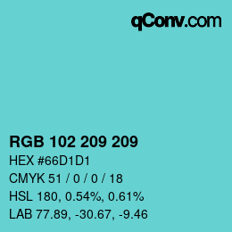Color code: RGB 102 209 209 | qconv.com