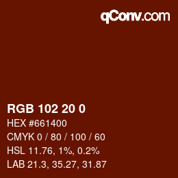 Color code: RGB 102 20 0 | qconv.com
