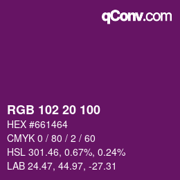Color code: RGB 102 20 100 | qconv.com
