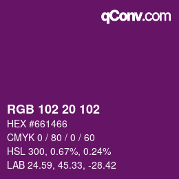Farbcode: RGB 102 20 102 | qconv.com