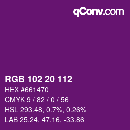Color code: RGB 102 20 112 | qconv.com