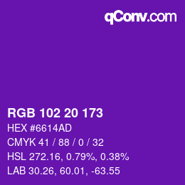 カラーコード: RGB 102 20 173 | qconv.com