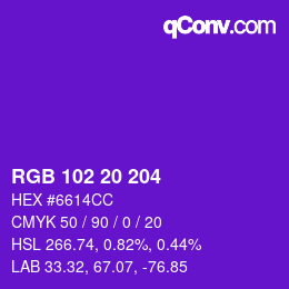 Color code: RGB 102 20 204 | qconv.com