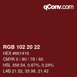 Color code: RGB 102 20 22 | qconv.com