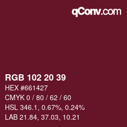 Color code: RGB 102 20 39 | qconv.com