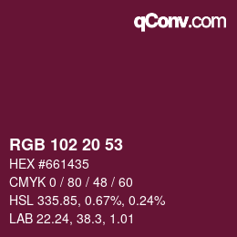 Color code: RGB 102 20 53 | qconv.com