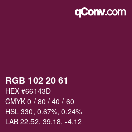 カラーコード: RGB 102 20 61 | qconv.com