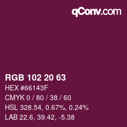 Color code: RGB 102 20 63 | qconv.com