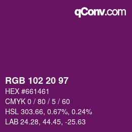 カラーコード: RGB 102 20 97 | qconv.com