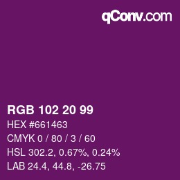 颜色代码: RGB 102 20 99 | qconv.com