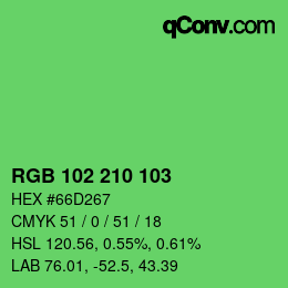 Farbcode: RGB 102 210 103 | qconv.com