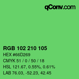カラーコード: RGB 102 210 105 | qconv.com