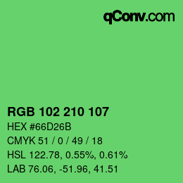 Color code: RGB 102 210 107 | qconv.com