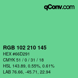 Color code: RGB 102 210 145 | qconv.com
