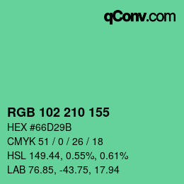 Color code: RGB 102 210 155 | qconv.com