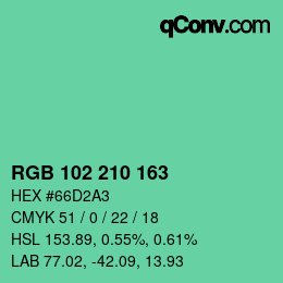 Color code: RGB 102 210 163 | qconv.com