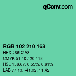 Color code: RGB 102 210 168 | qconv.com