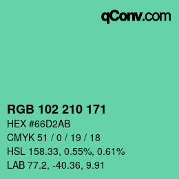 Color code: RGB 102 210 171 | qconv.com