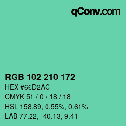 Color code: RGB 102 210 172 | qconv.com