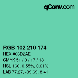 Color code: RGB 102 210 174 | qconv.com