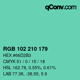Color code: RGB 102 210 179 | qconv.com