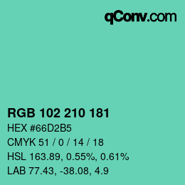 Color code: RGB 102 210 181 | qconv.com
