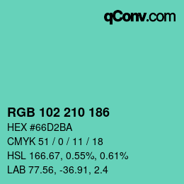 Color code: RGB 102 210 186 | qconv.com