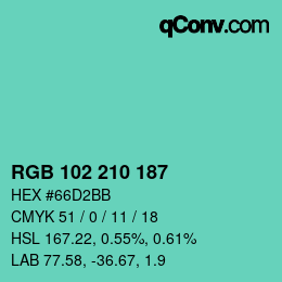 Color code: RGB 102 210 187 | qconv.com
