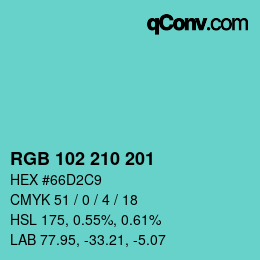 Color code: RGB 102 210 201 | qconv.com