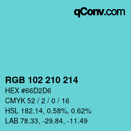 颜色代码: RGB 102 210 214 | qconv.com