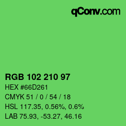 Color code: RGB 102 210 97 | qconv.com