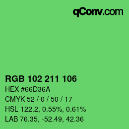 Color code: RGB 102 211 106 | qconv.com