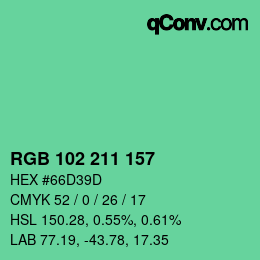 Color code: RGB 102 211 157 | qconv.com