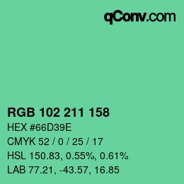Color code: RGB 102 211 158 | qconv.com