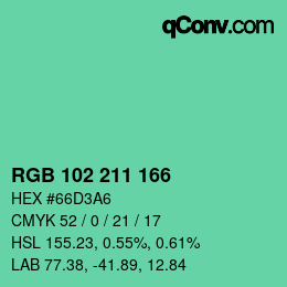 Color code: RGB 102 211 166 | qconv.com